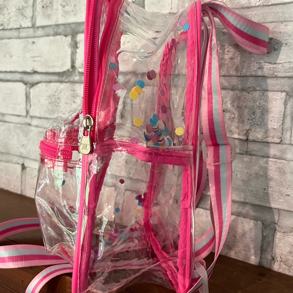 Juicy Couture Pink Mini Backpack Clear Vinyl Sequin Confetti - Picture 5 of 9